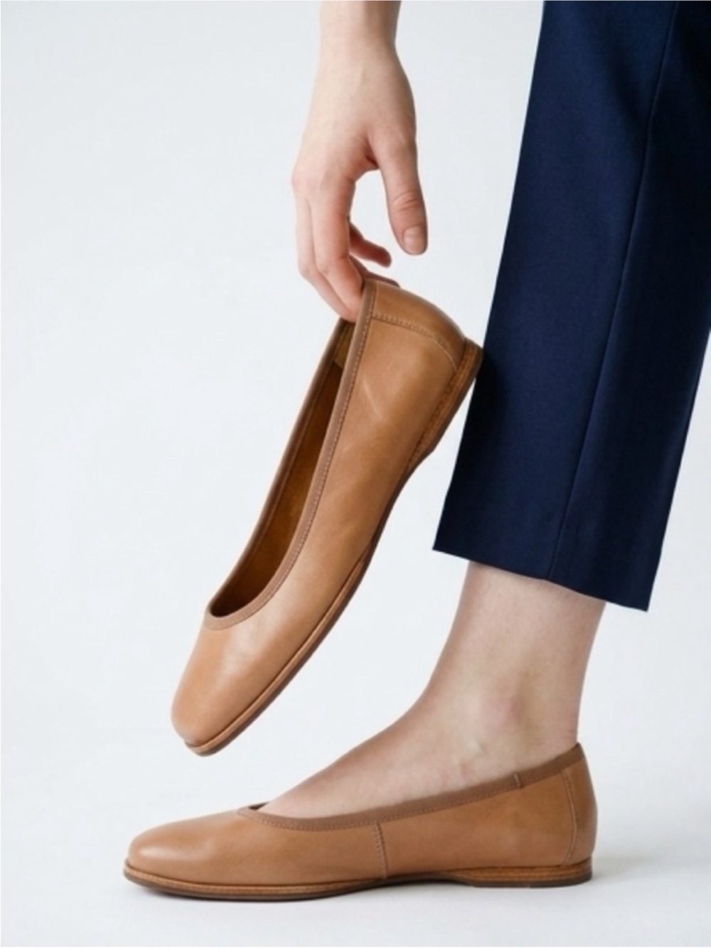 Kork-Ease Women's 8.5 Palermo Ballet Flats Tan Brown Leather Slip On Shoes